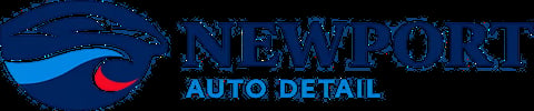 Newport Auto Detail logo featuring blue wave design with red accent and business name text