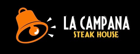 La Campana Steak House logo with orange bell and text on black background